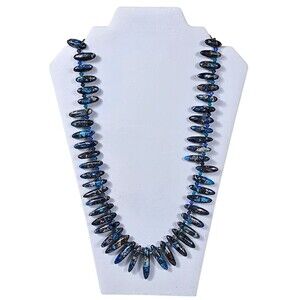 Bold Blue Jasper Spike Bead Statement Necklace – Handmade Boho Gemstone Jewelry